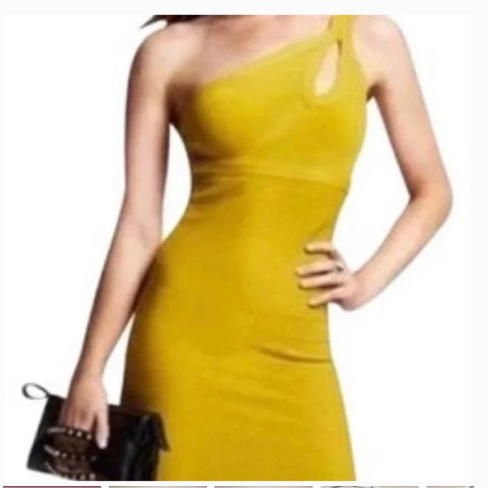 Guess Bandage  One Shoulder Cutout Dress in Taupe